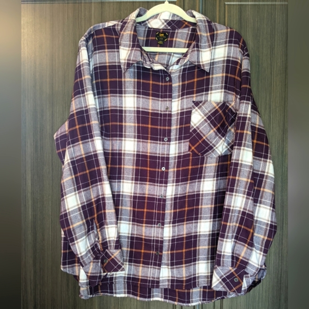 Lee Rider Classic Plaid Button-Up Flannel Shirt, 3X
